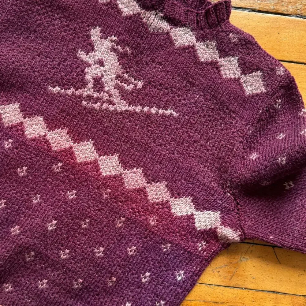 Vintage 1940's Handmade Women's Nordic Ski Sweater - Picture 3 of 7